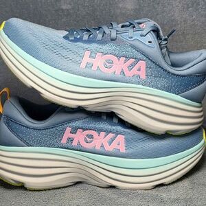 Hoka Women's Slate Blue with Pink Logo Athletic Running Shoes
